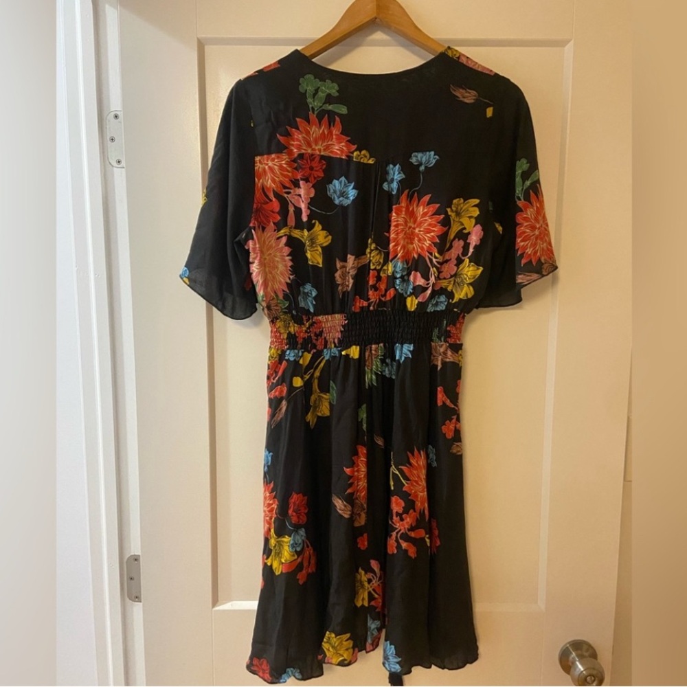 Floral 🖤 Mini Dress Boho Black Medium - Picture 6 of 6